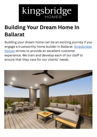 Building Your Dream Home In Ballarat