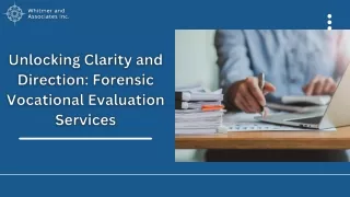 Forensic Vocational Evaluation Services for Informed Decision Making