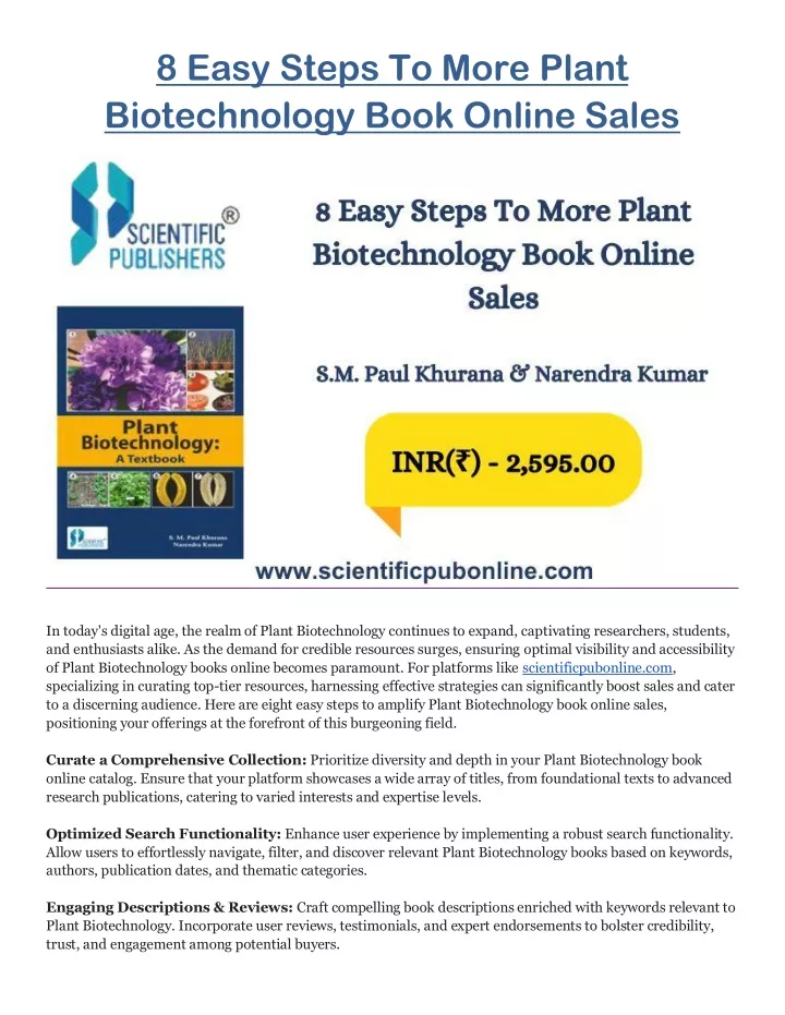 8 easy steps to more plant biotechnology book