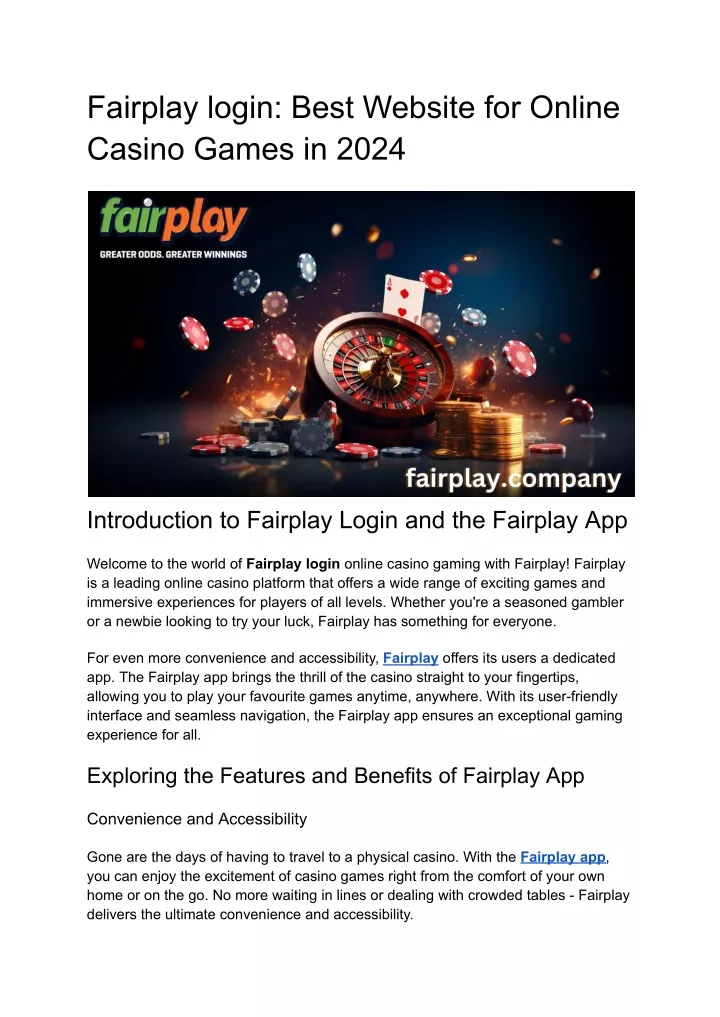 fairplay login best website for online casino