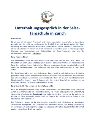 Unterhaltungsgespräch in der Salsa-Tanzschule in Zürich