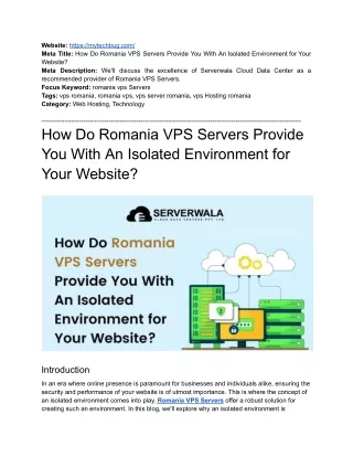 How Do Romania VPS Servers Provide You With An Isolated Environment for Your Website