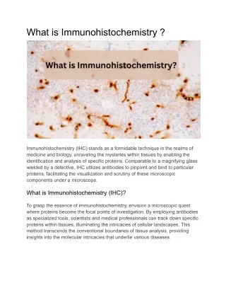 What is Immunohistochemistry _