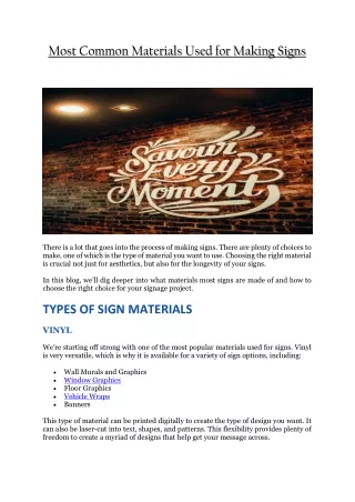 Most Common Materials Used for Making Signs