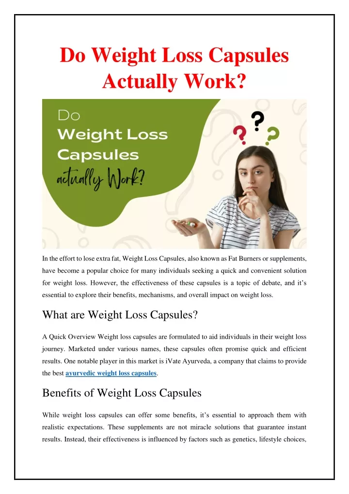 do weight loss capsules actually work