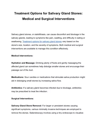 Treatment Options for Salivary Gland Stones_ Medical and Surgical Interventions