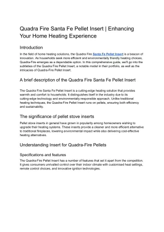 Quadra Fire Santa Fe Pellet Insert _ Enhancing Your Home Heating Experience