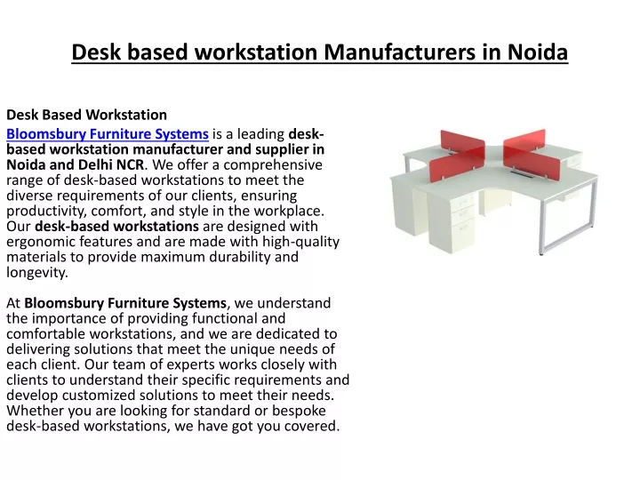 desk based workstation manufacturers in noida