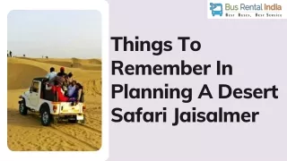 Things To Remember In Planning A Desert Safari Jaisalmer