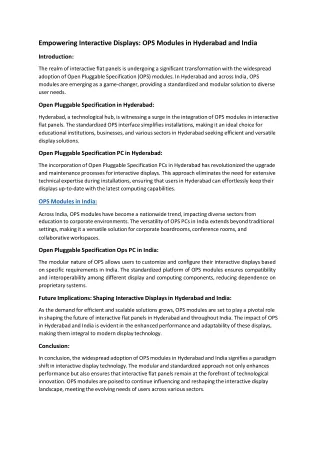 empowering interactive displays ops modules