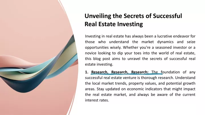 unveiling the secrets of successful real estate investing