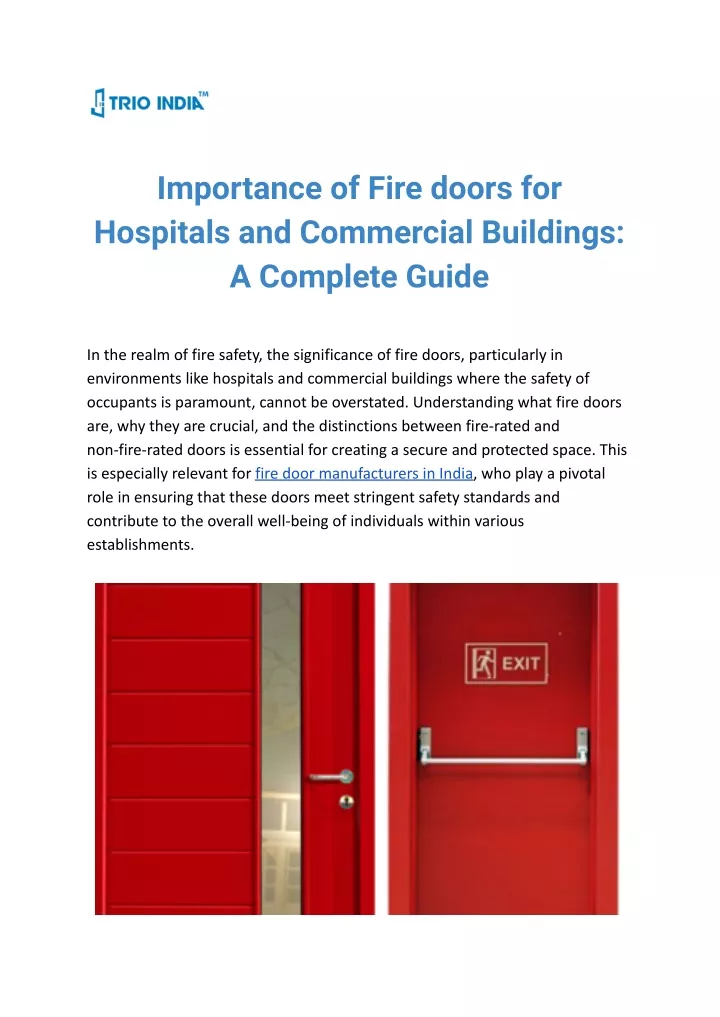 importance of fire doors for hospitals