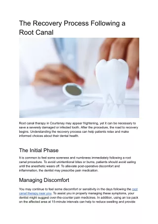 The Recovery Process Following a Root Canal