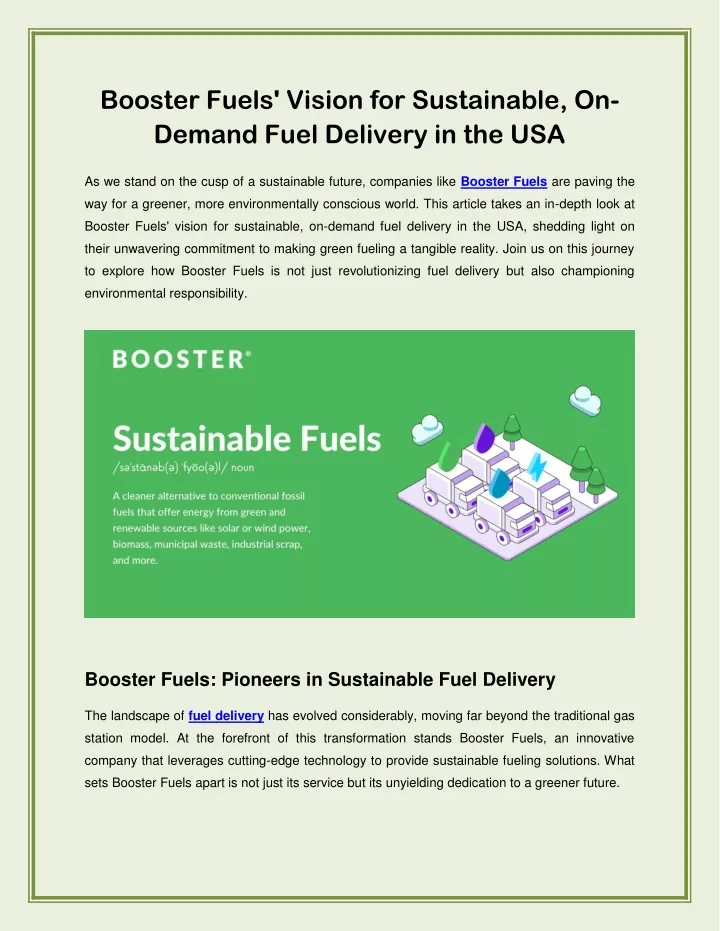 booster fuels vision for sustainable on demand