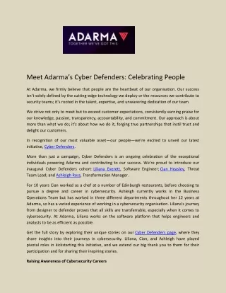 Meet Adarma’s Cyber Defenders Celebrating People