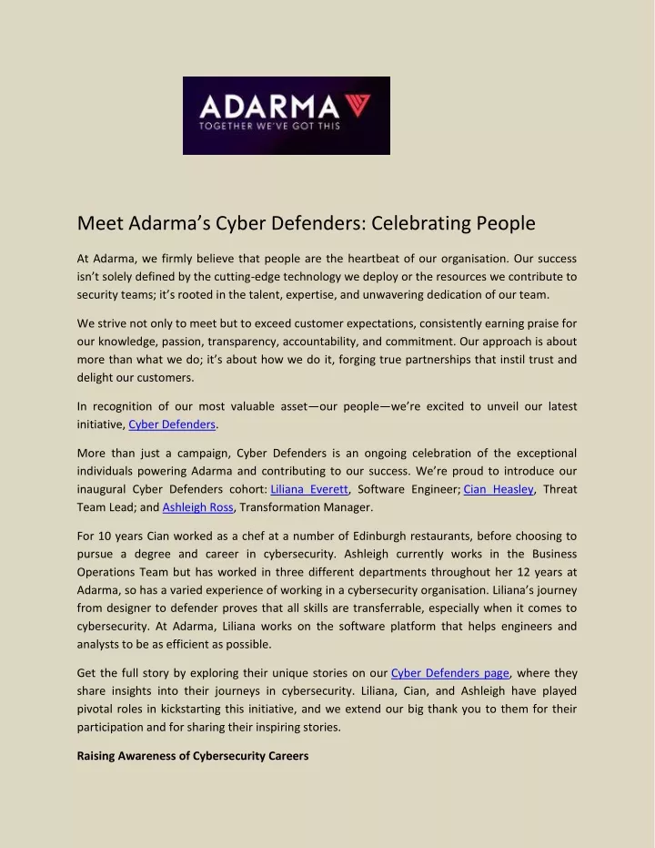 meet adarma s cyber defenders celebrating people