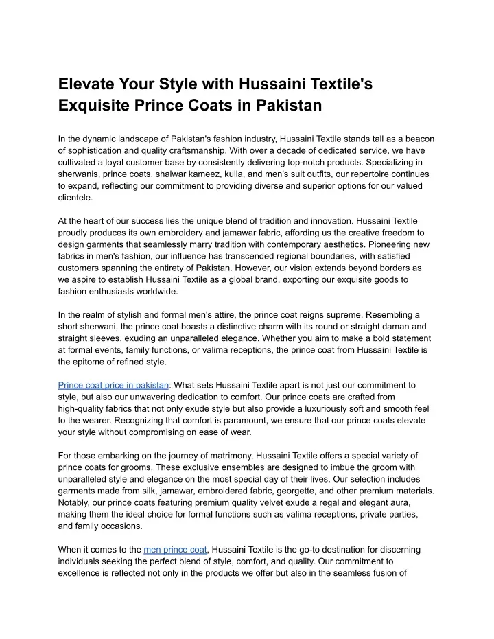 elevate your style with hussaini textile