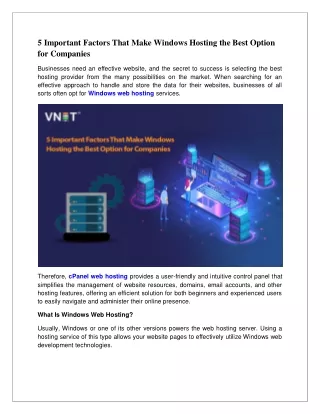 5 important factors that make windows hosting