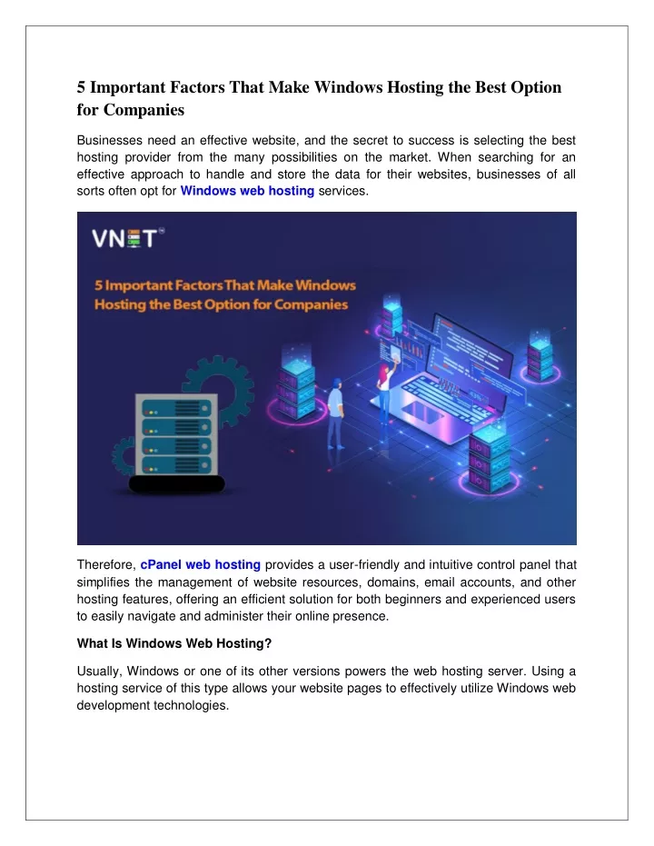 5 important factors that make windows hosting