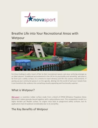 Breathe Life into Your Recreational Areas with Wetpour - Nova Sport Ltd.