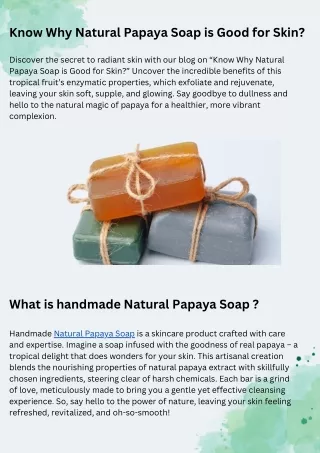 Know Why Natural Papaya Soap is Good for Skin
