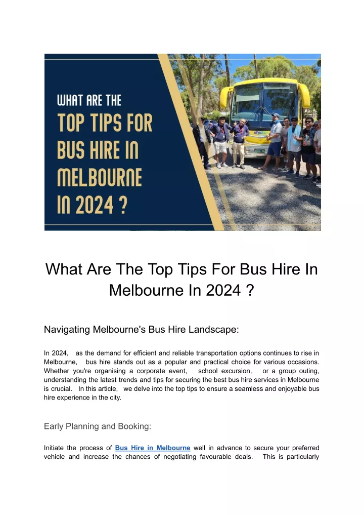 what are the top tips for bus hire in melbourne