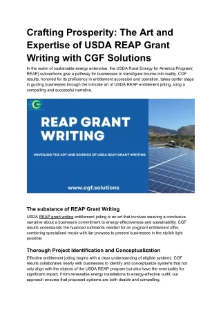 REAP grant writing