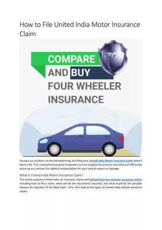 United India Motor Insurance claim