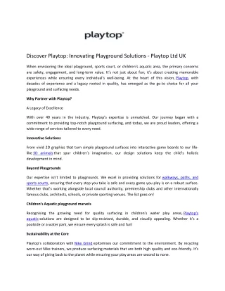 Discover Playtop Innovating Playground Solutions - Playtop Ltd UK