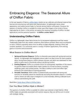 Embracing Elegance_ The Seasonal Allure of Chiffon Fabric