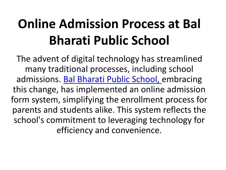 online admission process at bal bharati public school