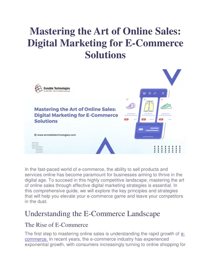 mastering the art of online sales digital