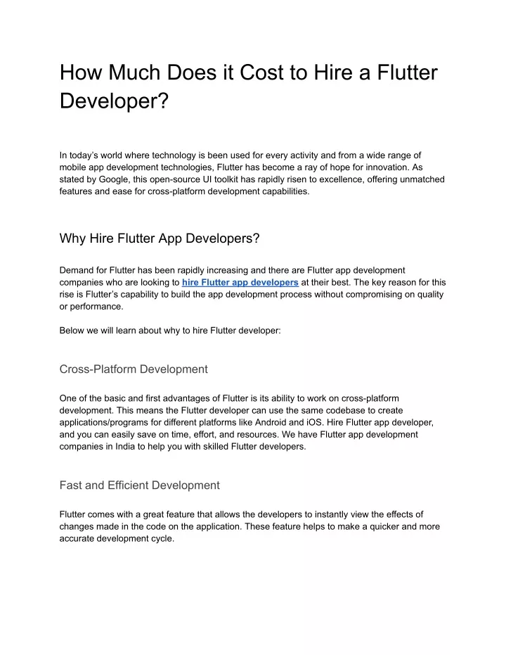 how much does it cost to hire a flutter developer