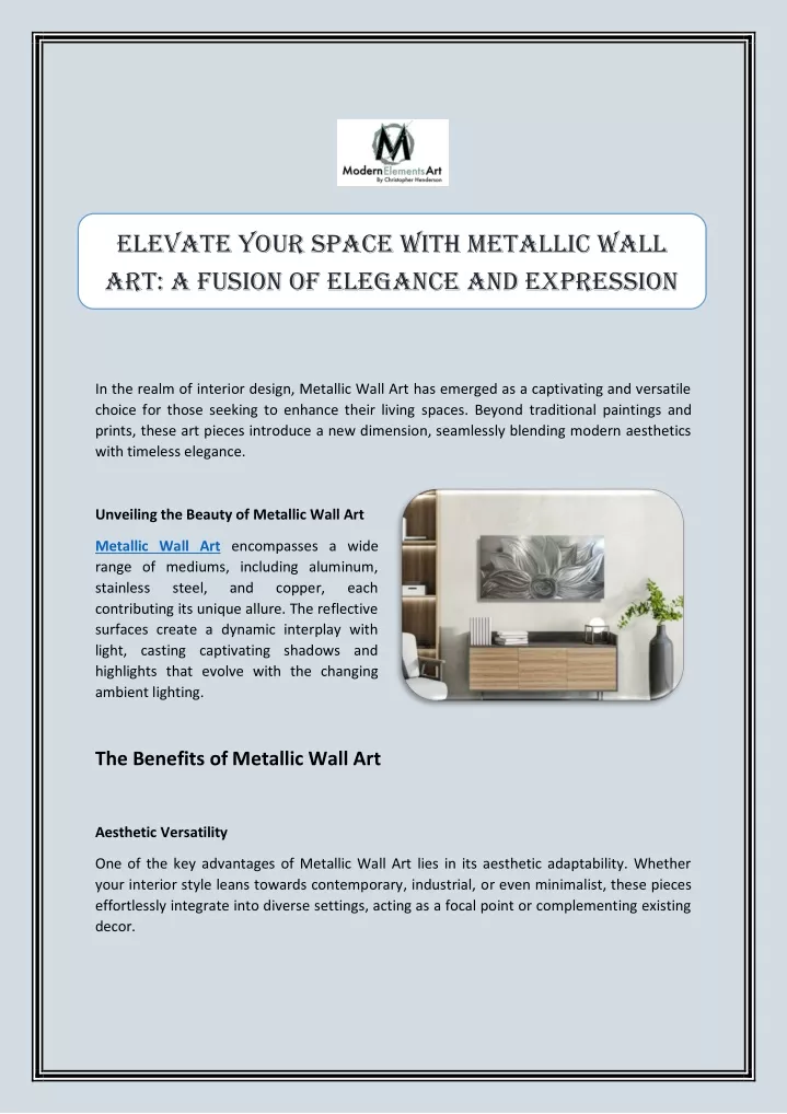 elevate your space with metallic wall