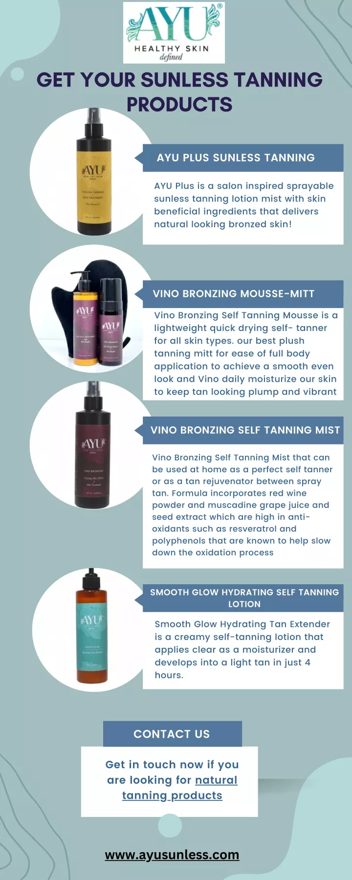 get your sunless tanning products