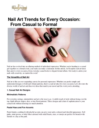 Nail Art Trends for Every Occasion: From Casual to Formal at Let's Transform Sal