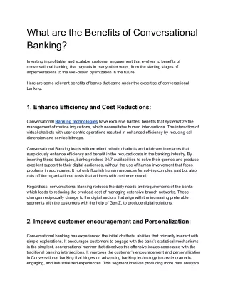 what are the benefits of conversational banking