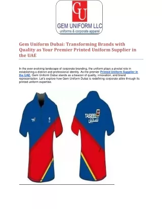Your Premier Printed Uniform Supplier in the UAE