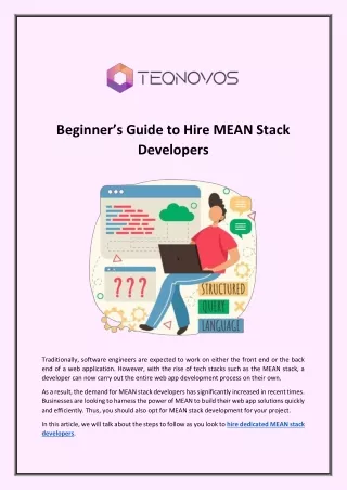 Beginner’s Guide to Hire MEAN Stack Developers