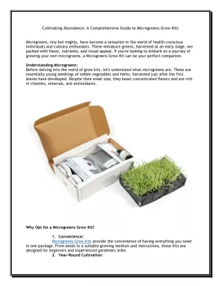 Cultivating Abundance A Comprehensive Guide to Microgreens Grow Kits