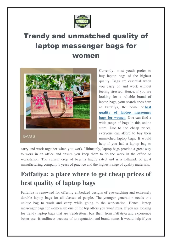 trendy and unmatched quality of laptop messenger