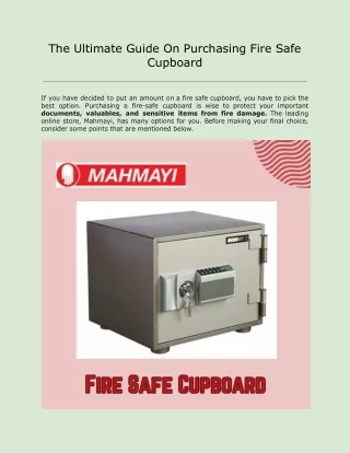 The Ultimate Guide On Purchasing Fire Safe Cupborad