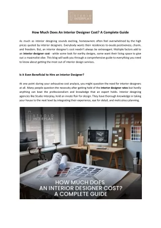 how much does an interior designer cost