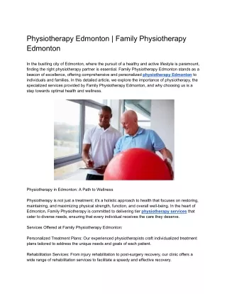 Physiotherapy Edmonton _ Family Physiotherapy Edmonton