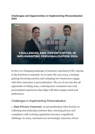 challenges and opportunities in implementing