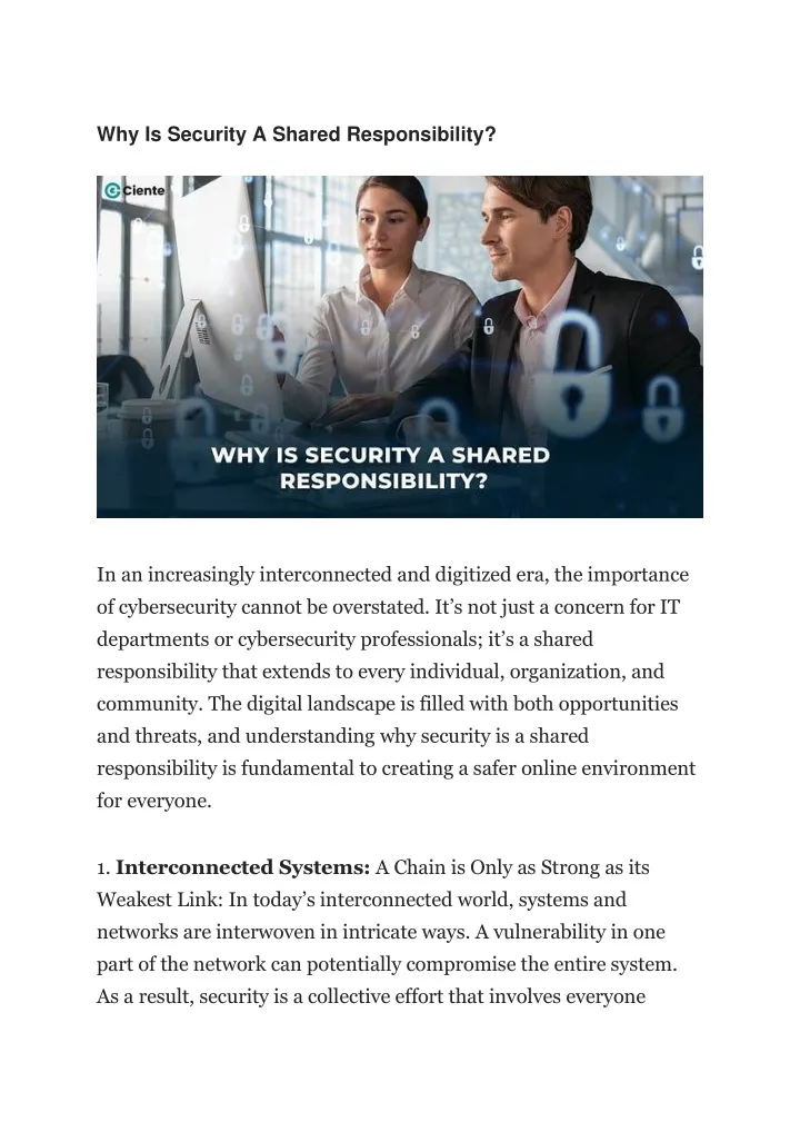 why is security a shared responsibility