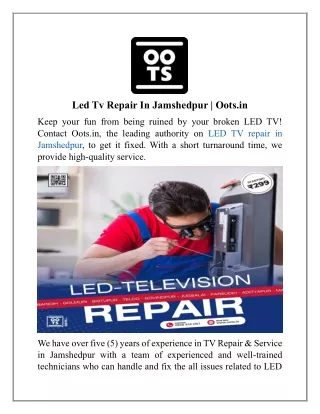 Led Tv Repair In Jamshedpur | Oots.in