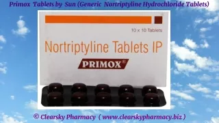 Primox  Tablets by  Sun (Generic  Nortriptyline Hydrochloride Tablets)