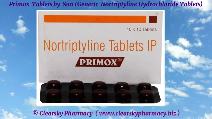 primox tablets by sun generic nortriptyline