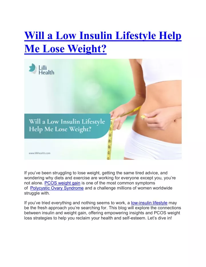 will a low insulin lifestyle help me lose weight
